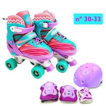 Patins Roller Com Kit De Proteção Unitoys Tamanho 30 Ao 33