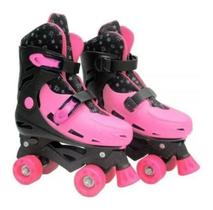 Patins Roller Efeito Glitter Rosa/preto 37/40 Dm Radical