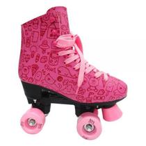 Patins Roller Estilo New Rosa - DM Toys Patins Roller Estilo New Rosa - DM Toys