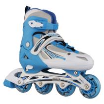 Patins Roller In Line Abec 7 Azul Branco Regulável Hyper Ajustável Tamanho 34 a 37