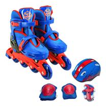 Patins Roller Infantil 4 Rodas Kit Proteção Ajustavel 34-37 - UNITOYS