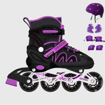 Patins Roller Infantil Menina Ajustável Criança Inline Menino De 4 Rodas Com Proteção