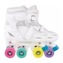 Patins Roller Infantil Regulavel Lazer Criança Jovem Esporte Color 4 Rodas Branco M (34-37) - Mor