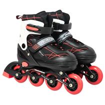 Patins Roller Inline 4 Rodas Ajustável Adulto Rodinha com Led TAMANHO:VERMELHO - M