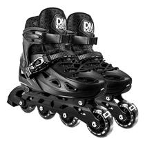 Patins Roller Inline 4 Rodas Com Led Ajustável Juvenil Masculino Preto - Dm Toys Patins Roller Inline 4 Rodas Com Led Ajustável Juvenil Masculino Preto - Dm Toys