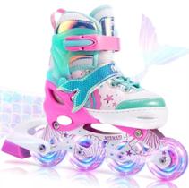 Patins Roller Inline Envio rápido Patins De 4 Rodas Reto Com Led Menina Verde Barato