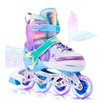 Patins Roller Inline Envio rápido Patins De 4 Rodas Reto Com Led Menina Verde Barato Patins Roller Inline Envio rápido Patins De 4 Rodas Reto Com Led Menina Verde Barato