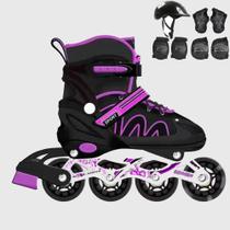 Patins Roller Inline Infantil 4 Rodas Com Proteção Menino Menina Ajustável
