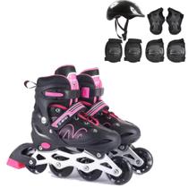 Patins Roller Inline Infantil 4 Rodas Com Proteção Menino Menina Ajustável