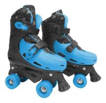 Patins Roller Masculino Ajustável Azul E Preto 33-36