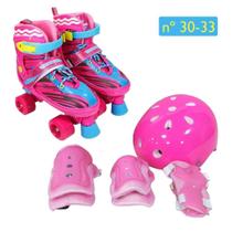 Patins Roller Quad Infantil Com Kit De Proteção 30 Ao 33