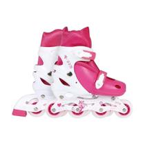 Patins roller rosa tamanho m 34 a 37 com bota ajustável mor