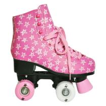 Patins Roller Stars Com Estrela Rosa Numeração 35 - Dm Toys Patins Roller Stars Com Estrela Rosa Numeração 35 - Dm Toys