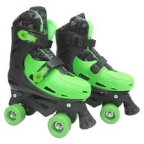 Patins roller verde de plástico ajustável numeração do 33 ao 36 Patins roller verde de plástico ajustável numeração do 33 ao 36