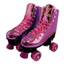 Patins Shine Ajustável com 4 Rodas Roxo Platinado Brilhante - Fenix 31 - 34 Patins Shine Ajustável com 4 Rodas Roxo Platinado Brilhante - Fenix 31 - 34