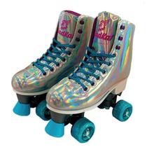 Patins Shine Com 4 Rodas Lilás Platinado Brilhante Tamanho 31 Ao 34 Ajustável - Fenix