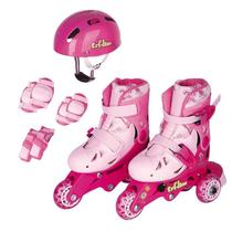 Patins Tri-Line/In-Line Ajustáveis com Acessórios - 26/29 - Rosa - Fênix - Fenix