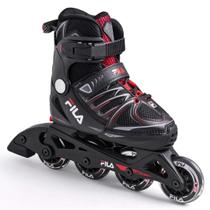 Patins X-One Infantil Black/Red Inline Ajustável Abec5 Fila