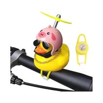 Pato Amarelo Sino De Bicicleta Dos Desenhos Animados Pequenos Patos Capacete Cabeça Luz Brilhante