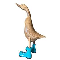 Pato De Galocha Em Madeira Decorativa Da Indonésia Azul
