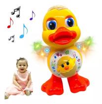 Pato Lindo Dançante Brinquedo Musical Anda Dança Mexe Com Luz e Som Duck Dancing Patinho
