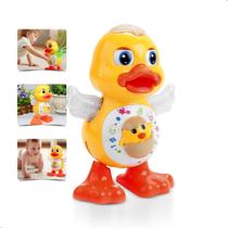 Pato Patinho Dançante Brinquedo Dançarino Infantil Musical Divertido Educativo Mexe Anda Luz e Som