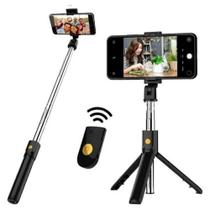 Pau De Selfie 3 Em 1 Tripé Bluetooth Dobrável Com Controle