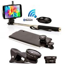 Pau De Selfie Bastão Monopod Com Controle + Lentes Preto