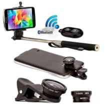Pau De Selfie Bastão Monopod Com Controle + Lentes Preto