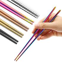 Pauzinhos MUYOS de aço inoxidável reutilizáveis de metal 304 5 pares Pauzinhos MUYOS de aço inoxidável reutilizáveis de metal 304 5 pares