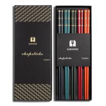 Pauzinhos SUPJOYES de fibra de vidro reutilizável multicolor, 5 pares