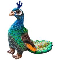 Pavão de Pelúcia Ave Realista Luxo Decoração Presente