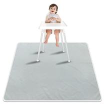 Paw Legend Highchair Splat Floor Mat- Anti-Slip Silicone Spot Splash Mess Mat (53'' X 53'')-Food Catcher Art Craft Leak Proof Mat,Grey