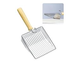 Pazinha Coletora Para Areia Gato Cachorro Pet Aço Inox - Malha Fina Filtra Peneira Grãos Fezes Coco