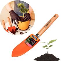 Pazinha Estreita Metálica Para Jardim Com Cabo De Madeira