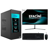 PC Completo eFacini, Intel Core i5, 16GB, RAM SSD Monitor 24 polegadas Windows 11 Wifi 6 sem fio e Bluetooth 5.3 4ª Geração