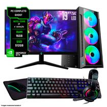 PC Completo Ghost i7 16GB SSD 512GB Monitor 19 Kit Periféricos com Wifi