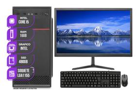 PC Completo para escritório Mancer, Intel Core i5, 16GB De Memória Ram, SSD 480GB, Monitor 19 + Adaptador WIFI