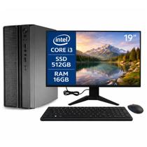PC Completo Slim i3 8ª 16GB RAM SSD 512GB Computador Sistema Rápido Windows 11