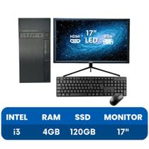 PC Computador completo i3/4GB/120GB + Monitor 17/kit - TBI