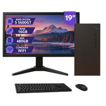 PC Computador Completo Ryzen 5 5600GT 16GB 480GB Monitor 19"