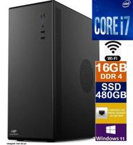 PC Computador CPU desktop SLIM Intel Core I7 16GB Memória ram SSD 480GB WIFI WIN 11 PRO