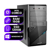 PC Computador Cpu Intel Core I3, 16GB Memória Ram, SSD 120GB, Windows 10