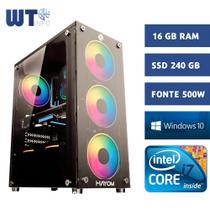 Pc Computador Cpu Intel Core I7 + Ssd 240 Gb + 16 Gb Memória + fonte 500W - WT INFO
