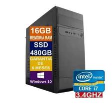 Pc Computador Cpu Intel Core I7 Ssd 480gb / 16gb Memória Ram - Windows 10 pro