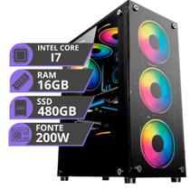 Pc Computador Gamer Intel Core I7 3.40 GHz SSD 480gb Memória RAM 16gb Fonte 200W Windows 10 - MRP Informática