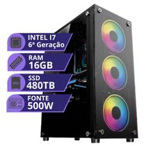 Pc Computador Gamer Processador Intel Core I7 6ª Geração Memória 16gb SSD 480gb Fonte 500W