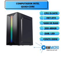 Pc computador intel i5-3470 - 16gb de ram - ssd 480gb - gabinete gamer com led