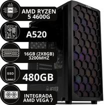 Pc Cpu Gamer AMD Ryzen 5 4600G Vega 7 SSD 480GB 16GB DDR4 500W - Option Soluções
