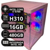 Pc Desktop Cpu Rosa I7-8700, 16gb Ddr4, Ssd 480g, Fonte 650w